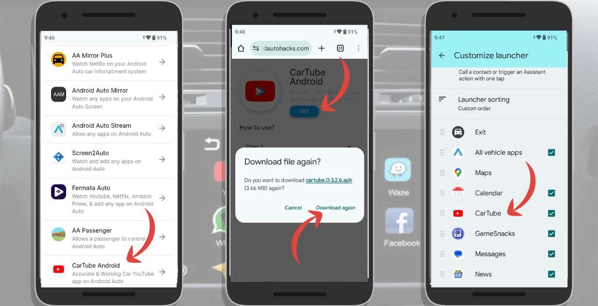 Screenshot of CarTube Android App Install Guide