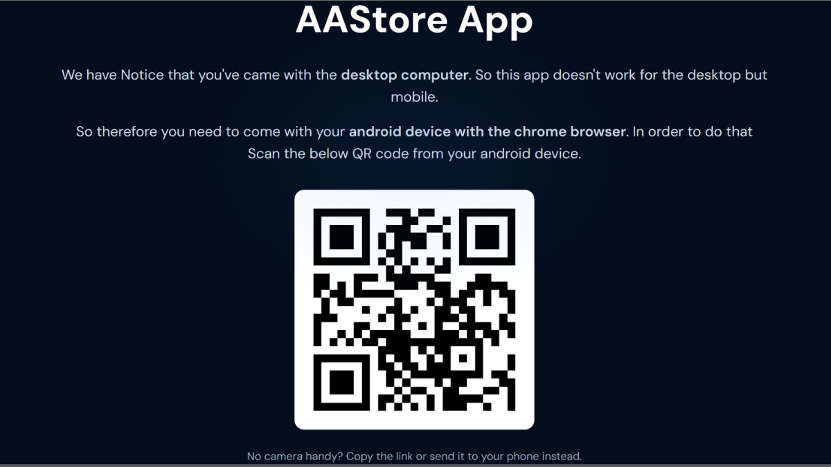 screenshot: AAStore homepage with the "Get Started" button